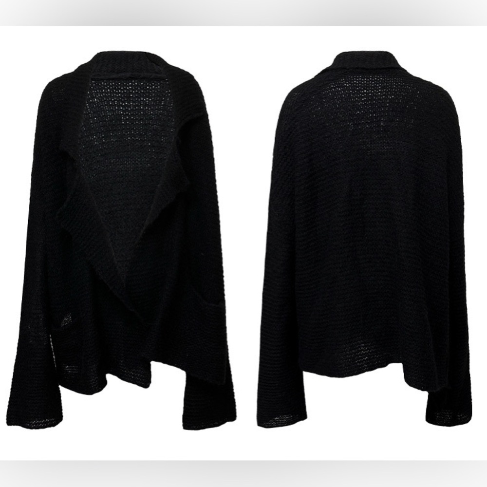 Black open knit sweater cardigan